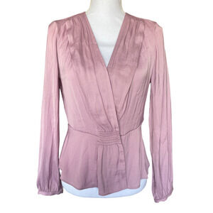 1. State Blouse Top Shirt Size Small Rose Peplum Long Sleeves,Surplice Neck